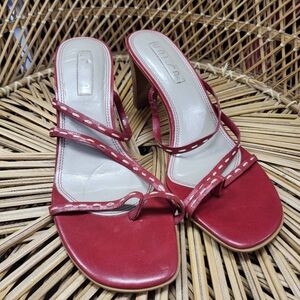 Red Strapped Sandal Heels